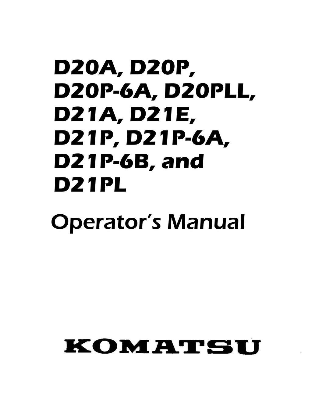 Komatsu d20a-6 service manual